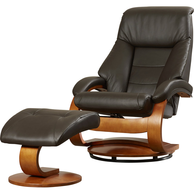 Red Barrel Studio Flathead Lake Leather Manual Swivel Recliner With Ottoman & Reviews Wayfair